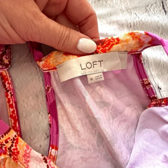 Loft Pink Mosaic Mini Halter Swing Dress - Picture 4 of 7